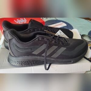 Adidas Supernova Black and Gray Mesh Sneakers with Signature Stripes